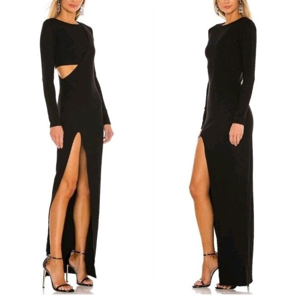 Atoir Dress US 6 Time Stands Still Black Maxi Knit Cut Out Gown Event Glam Gala
